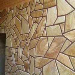 Фотогалерея: Облицовка плитняком "Золото инков" с полной подрезкой